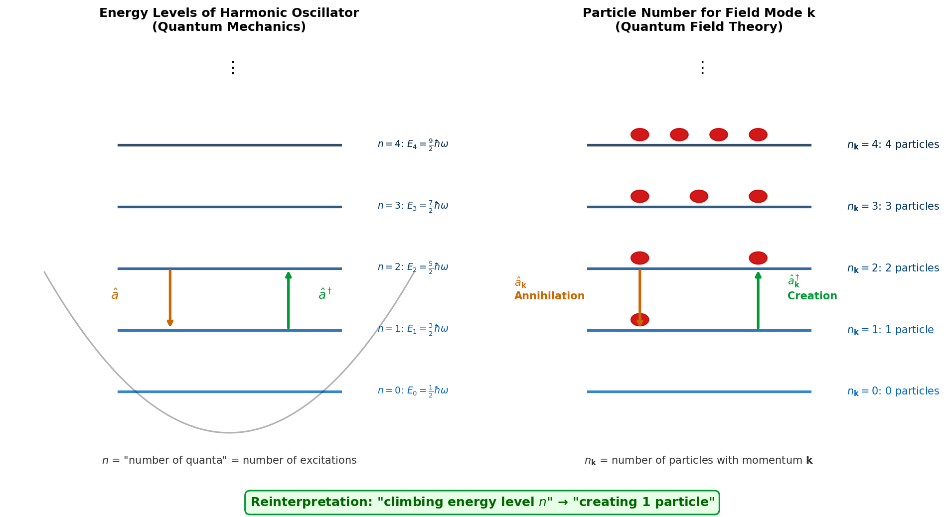 Correspondence between harmonic oscillator and field particle number
